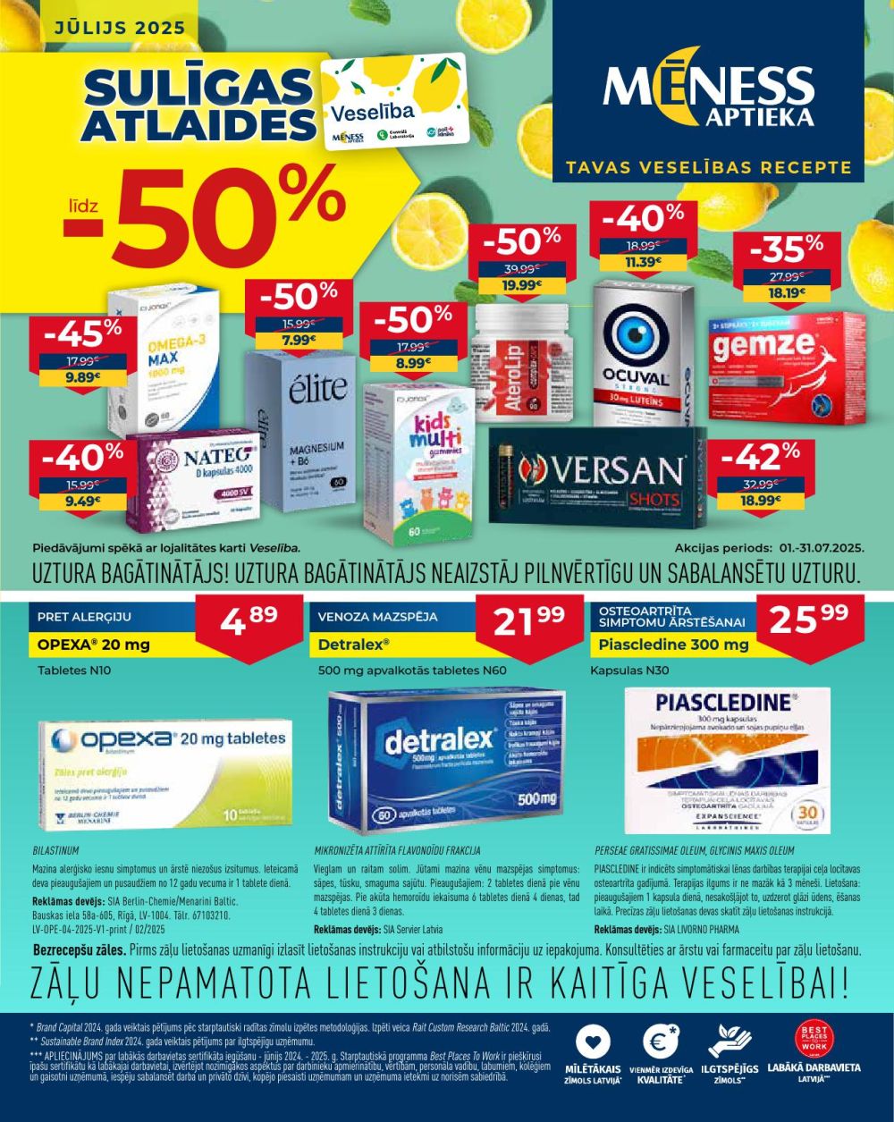 MĒNESS APTIEKA (01.07.2025 - 31.07.2025)