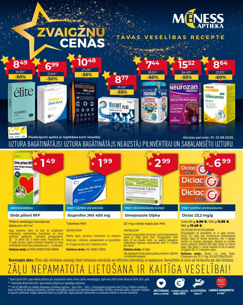 MĒNESS APTIEKA (01.08.2025 - 31.08.2025)