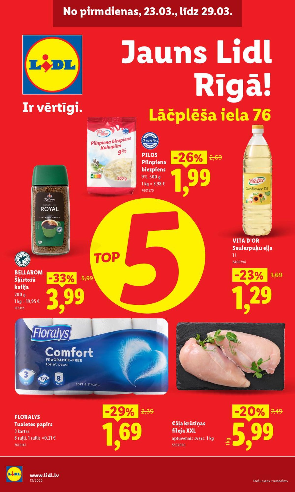 LIDL - Jauns veikals, Lācplēša iela 76, Rīga (23.03.2026 - 29.03.2026)