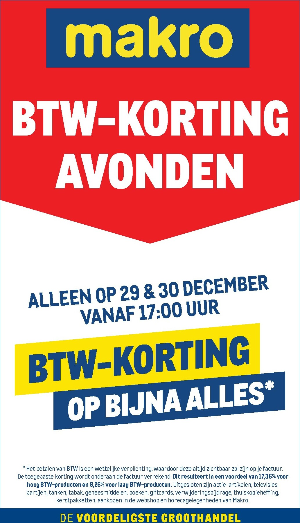 De Makro - BTW-korting avond folder geldig vanaf 29-12 t/m 30-12