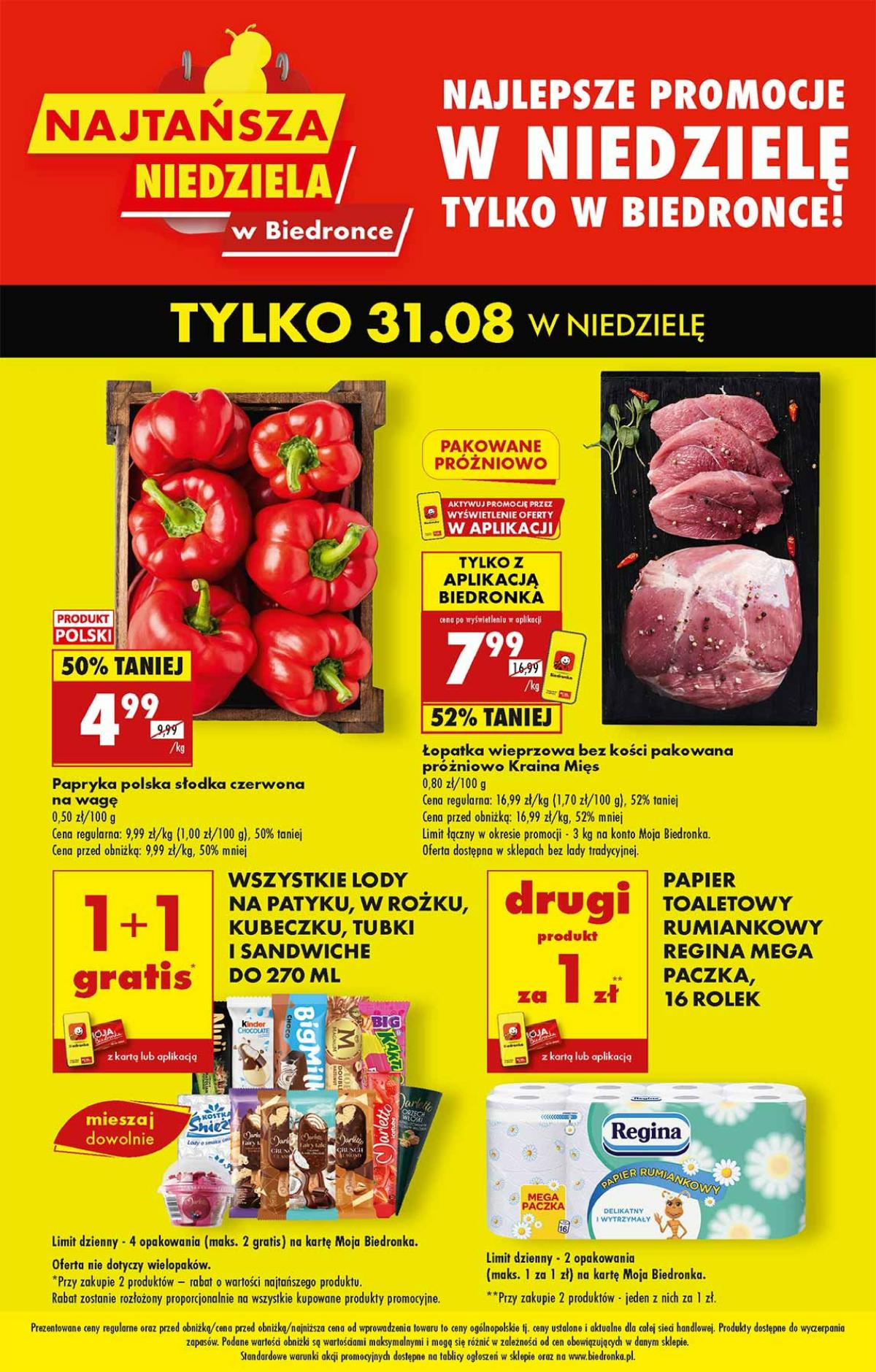 Gazetka Biedronka - Najtańsza niedziela - ważna od 31.08. do 31.08.
