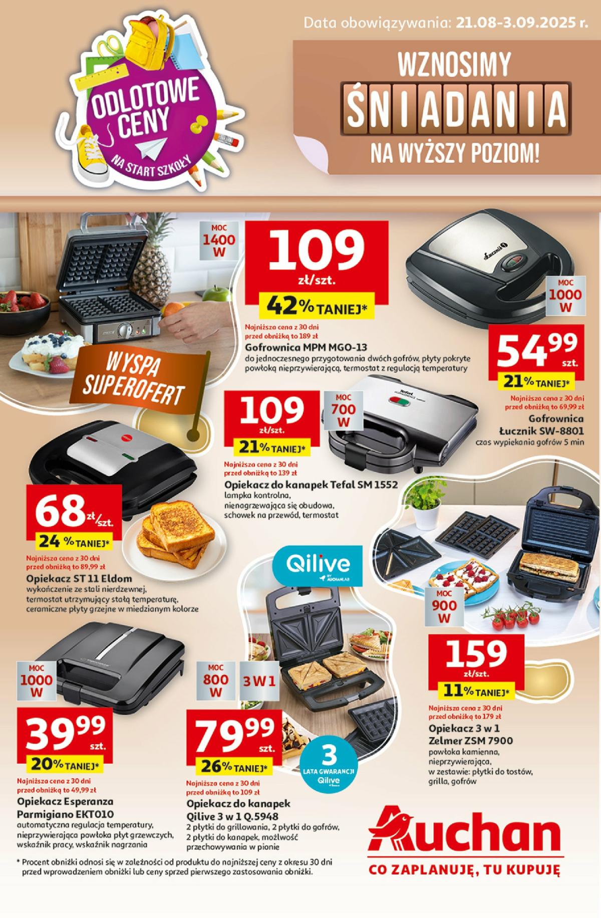 Gazetka Hipermarket Auchan - Wznosimy śniadania na wyższy poziom - ważna od 21.08. do 03.09.