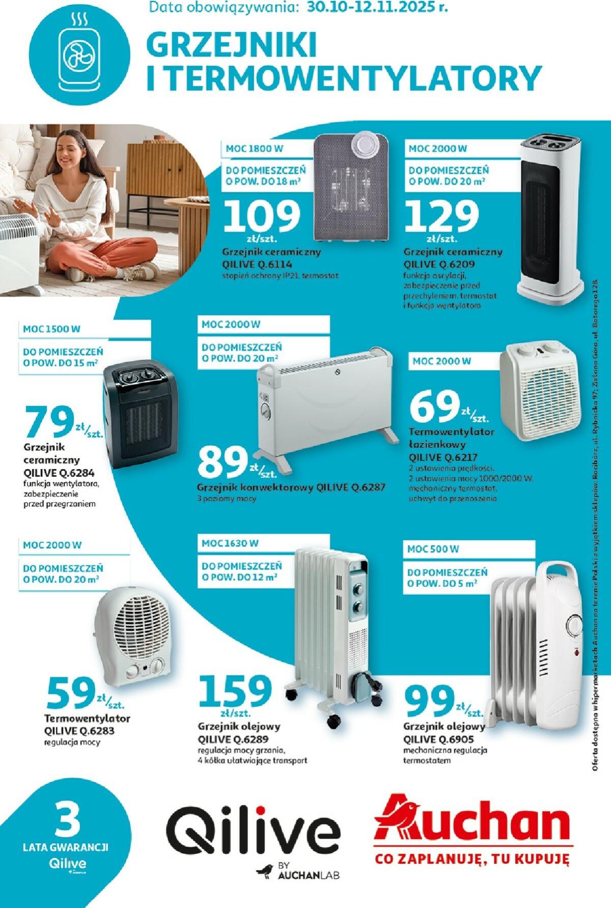 Gazetka Auchan - Gazetka grzejniki i termowentylatory - ważna od 30.10. do 12.11.