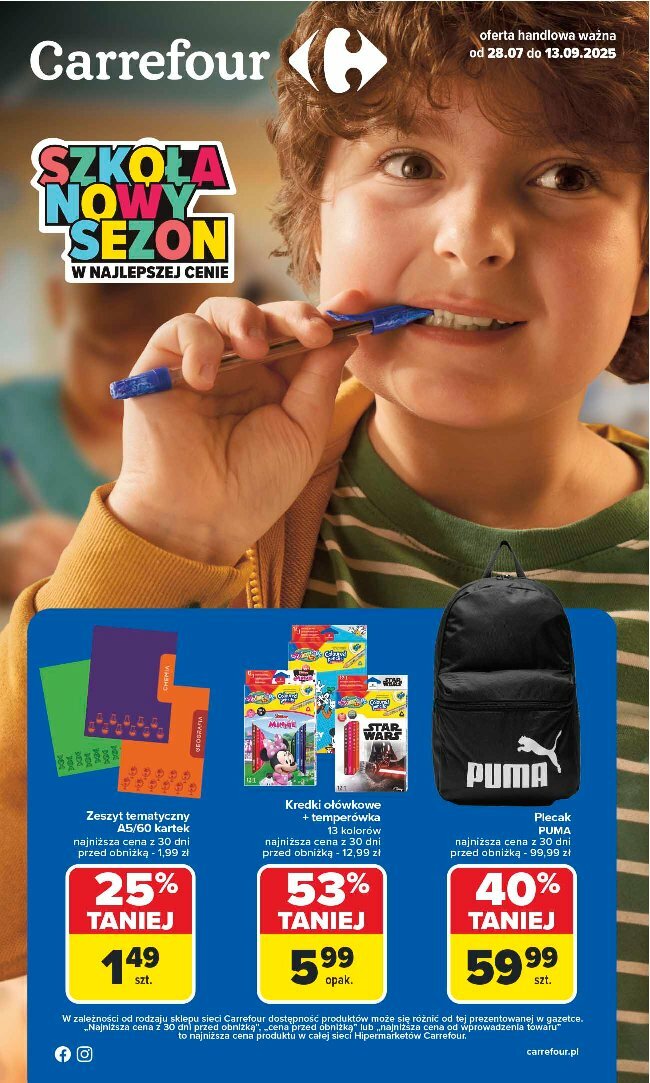 Gazetka Carrefour - Szkoła nowy sezon ważna od 28.07. - 13.09.
