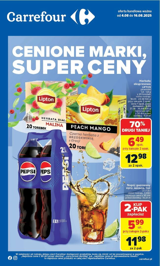 Gazetka Carrefour - Cenione marki, super ceny - ważna od 04.08. do 16.08.