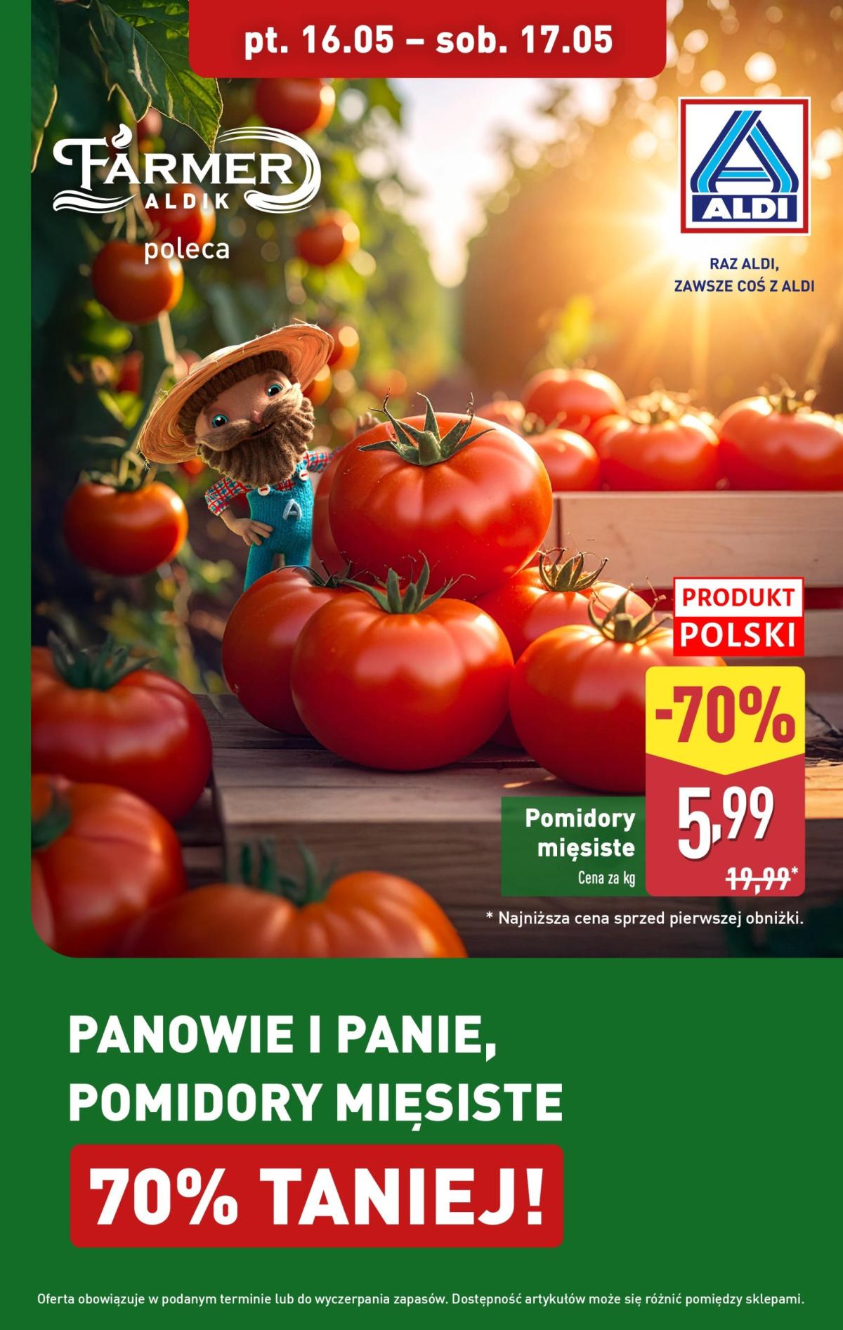 ALDI - Pomidory gazetka ważna od 16.05. - 17.05.