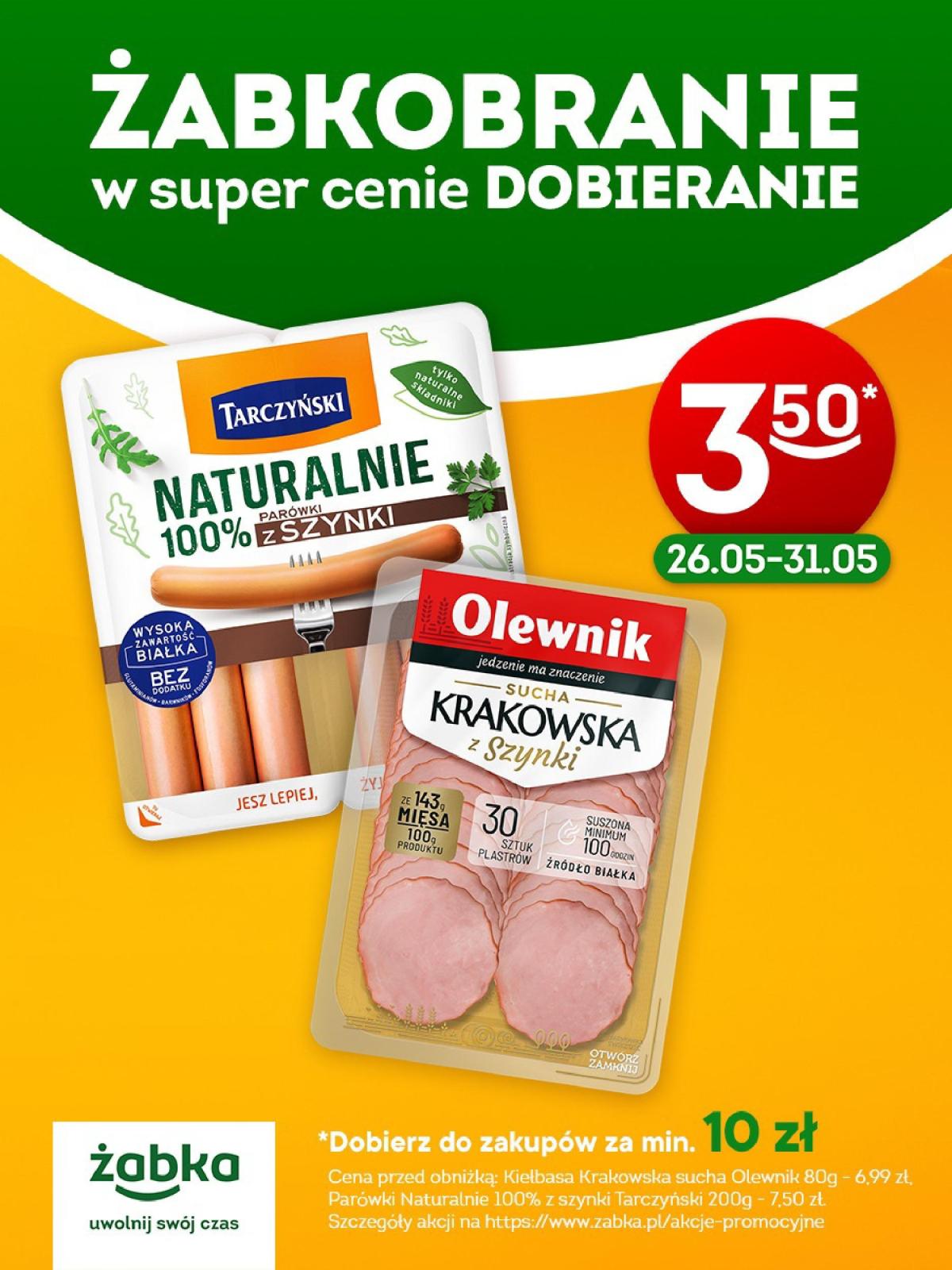 Żabka - Kiełbasa krakowska i parowki Olewnik gazetka ważna od 25.05. - 31.05.