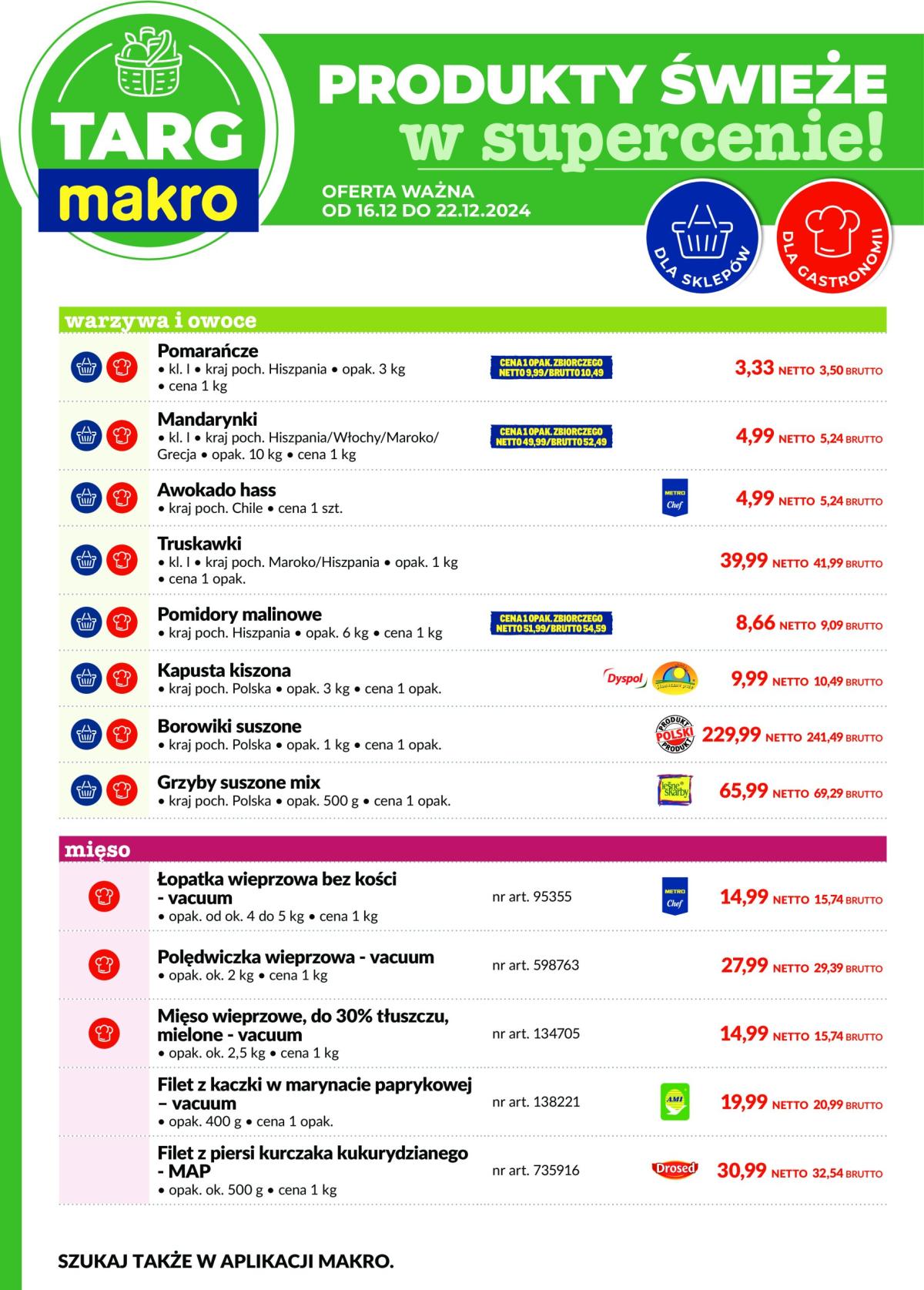 Targ MAKRO - Oferta świeża w super cenach! gazetka ważna od 16.12. - 22.12.