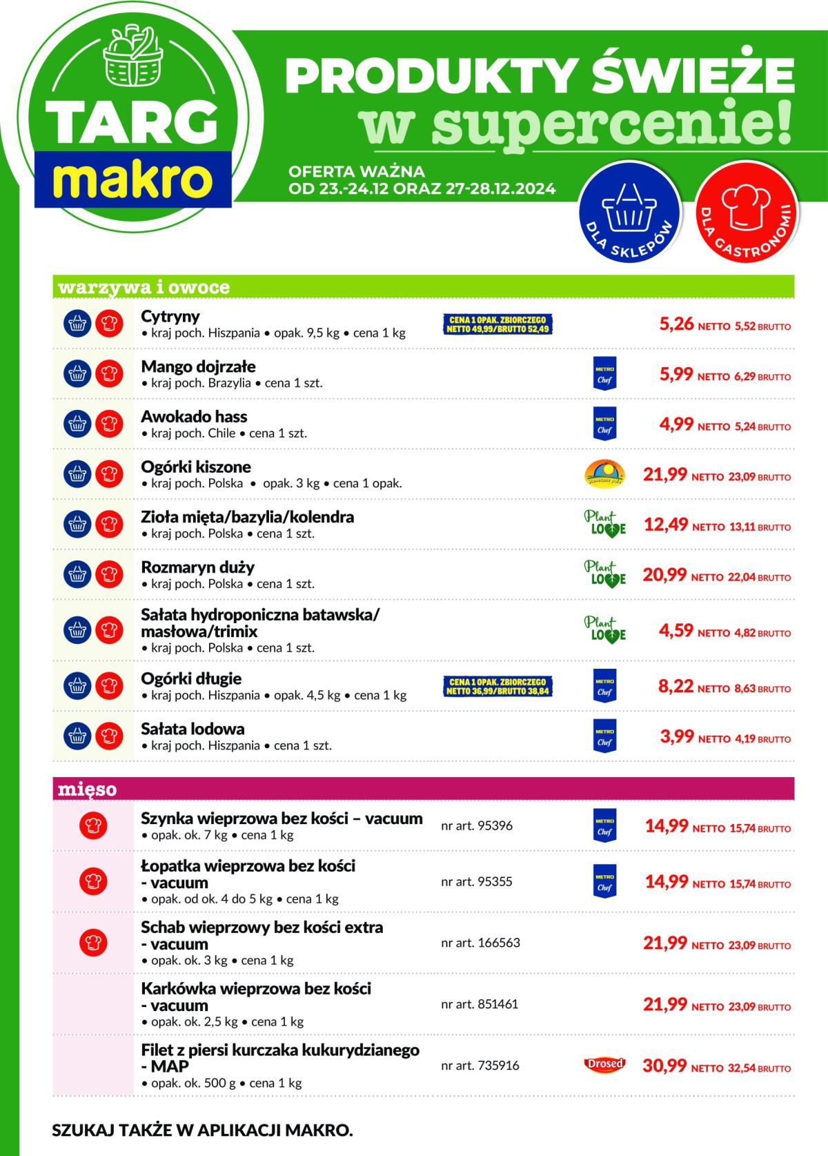 Targ MAKRO - oferta świeża w super cenach! gazetka ważna od 23.12. - 28.12.