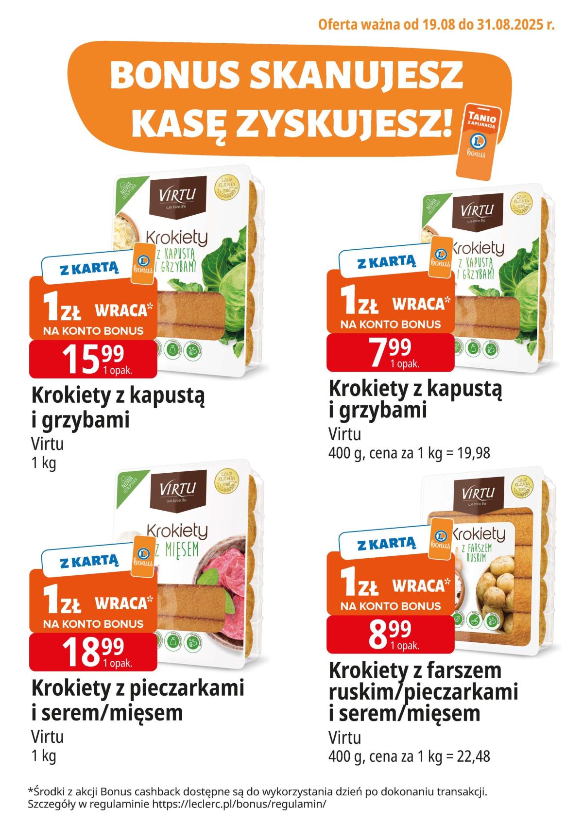Gazetka E.Leclerc - Bonus skanujesz kasę zyskujesz - ważna od 19.08. do 31.08.