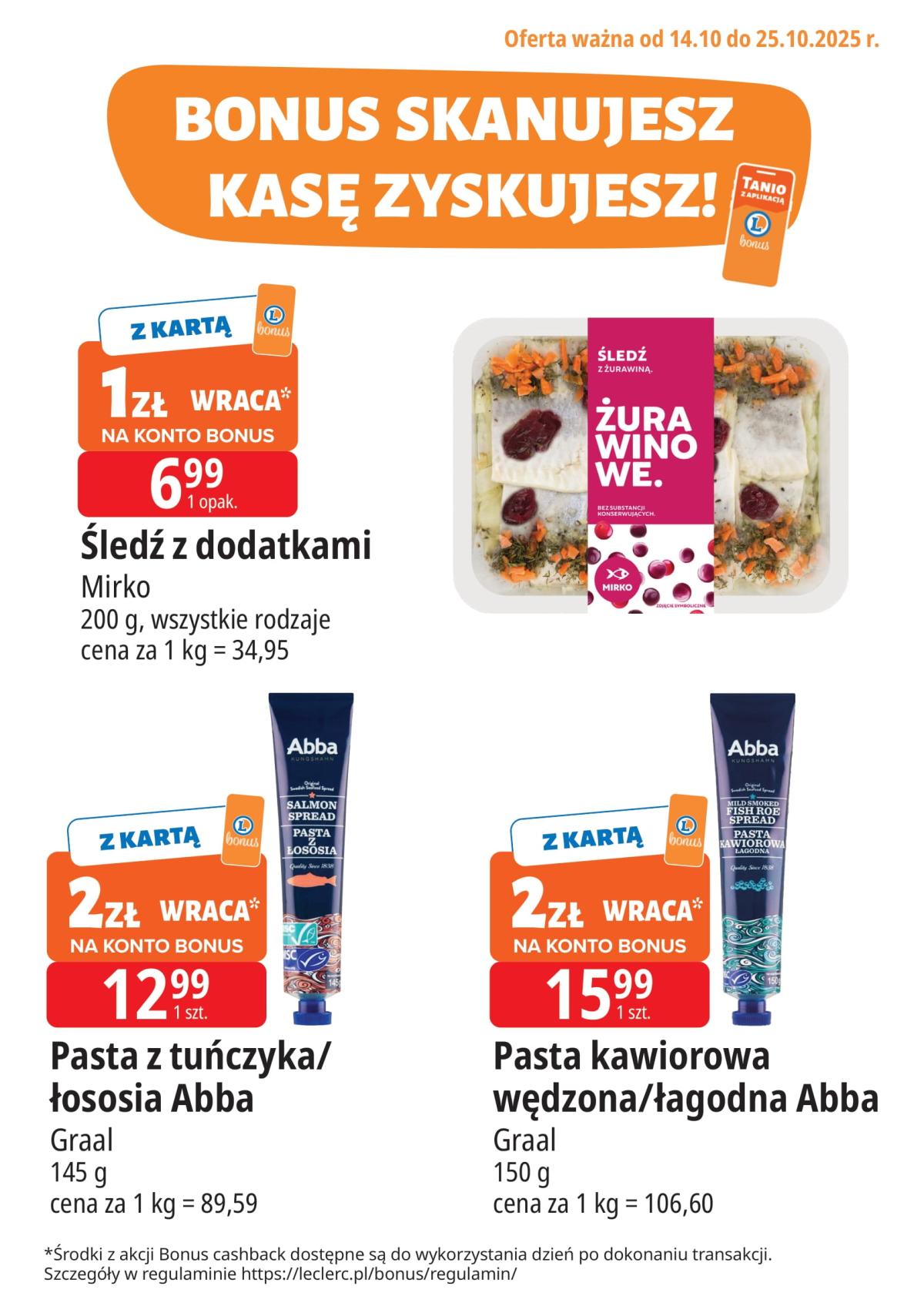 Gazetka E.Leclerc - Bonus skanujesz kasę zyskujesz - ważna od 14.10. do 25.10.