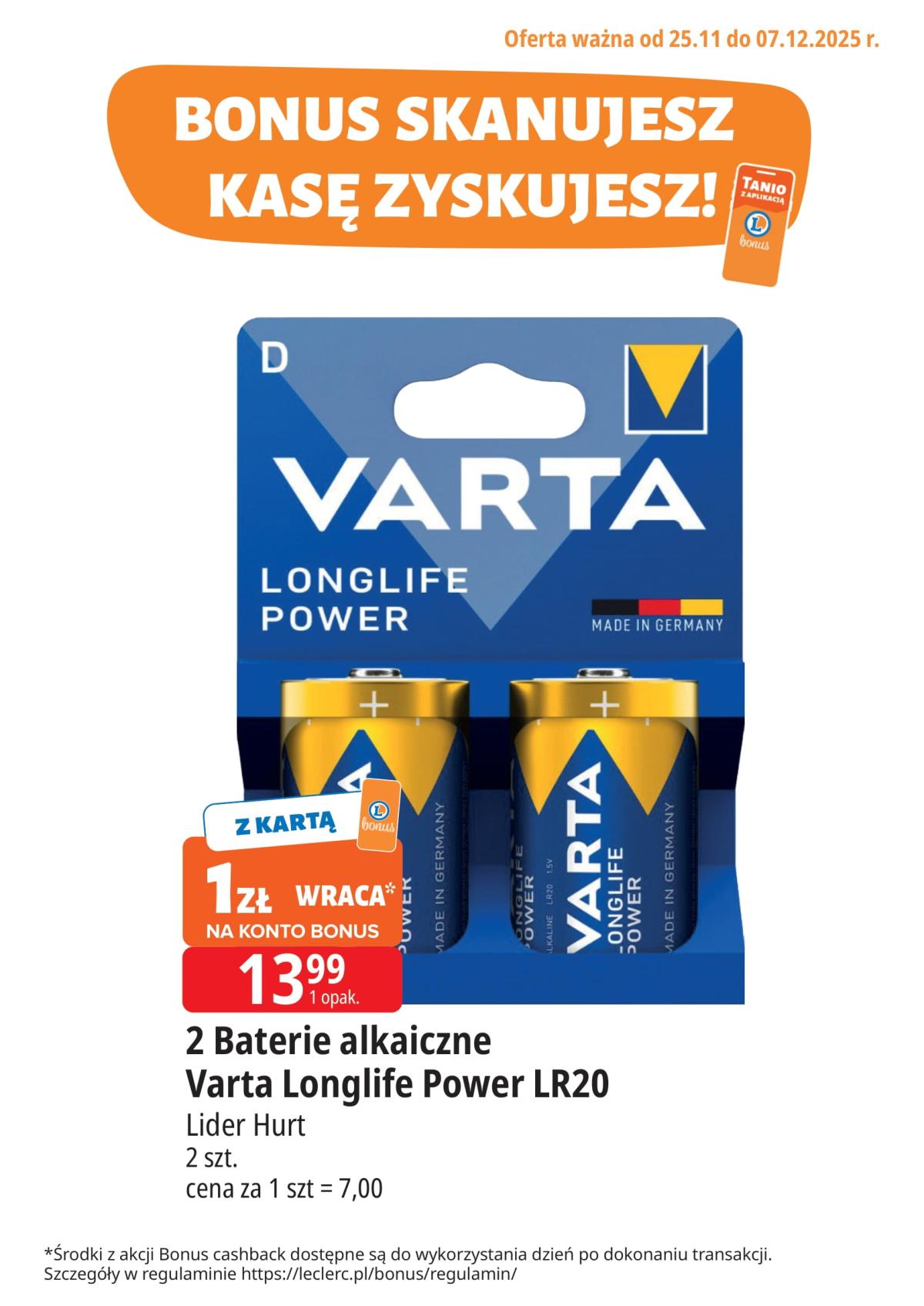 Gazetka E.Leclerc - Bonus skanujesz kasę zyskujesz - ważna od 25.11. do 07.12.