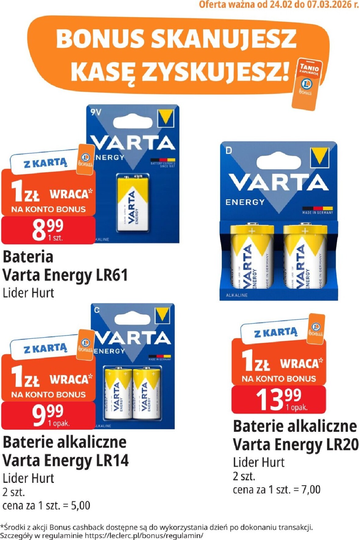 Gazetka E.Leclerc - Bonus skanujesz kasę zyskujesz - ważna od 24.02.2026 do 07.03.2026