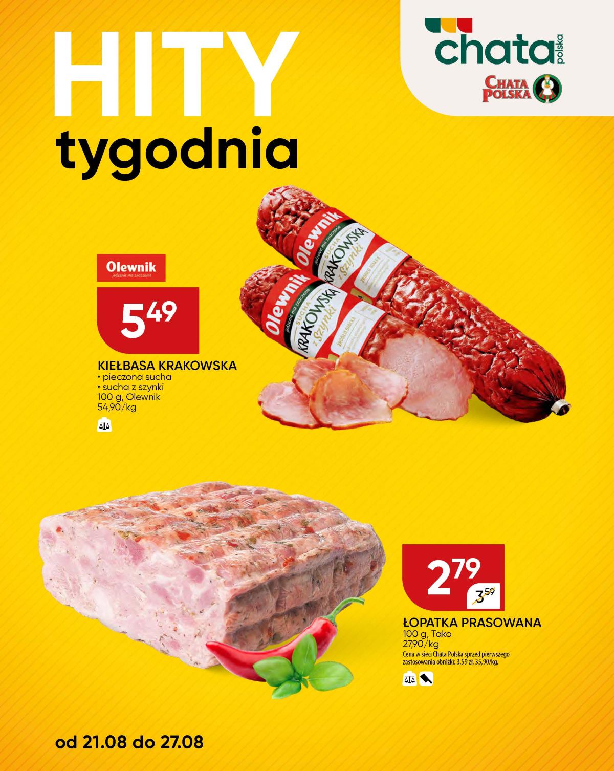 Gazetka Chata Polska - Hity tygodnia - ważna od 21.08. do 27.08.