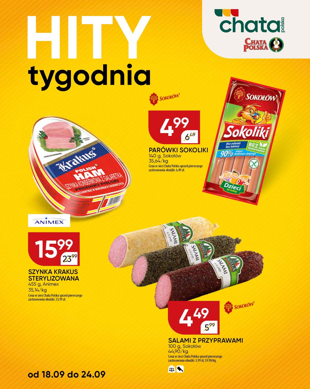 Gazetka Chata Polska - Hity tygodnia - ważna od 18.09. do 24.09.