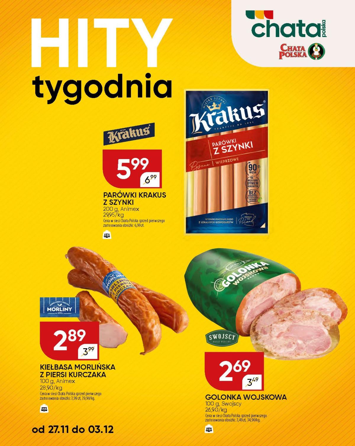 Gazetka Chata Polska - Hity tygodnia - ważna od 27.11. do 03.12.