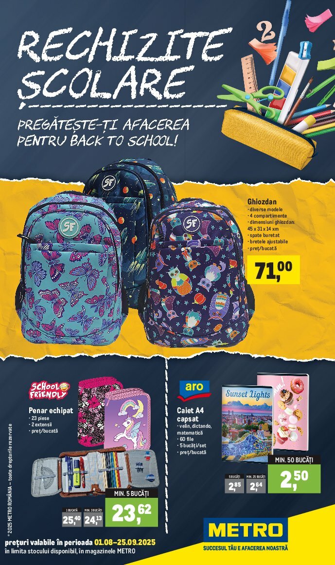 Catalog Metro - Catalog Rechizite Școlare valabil din 01.08. până pe 25.09.