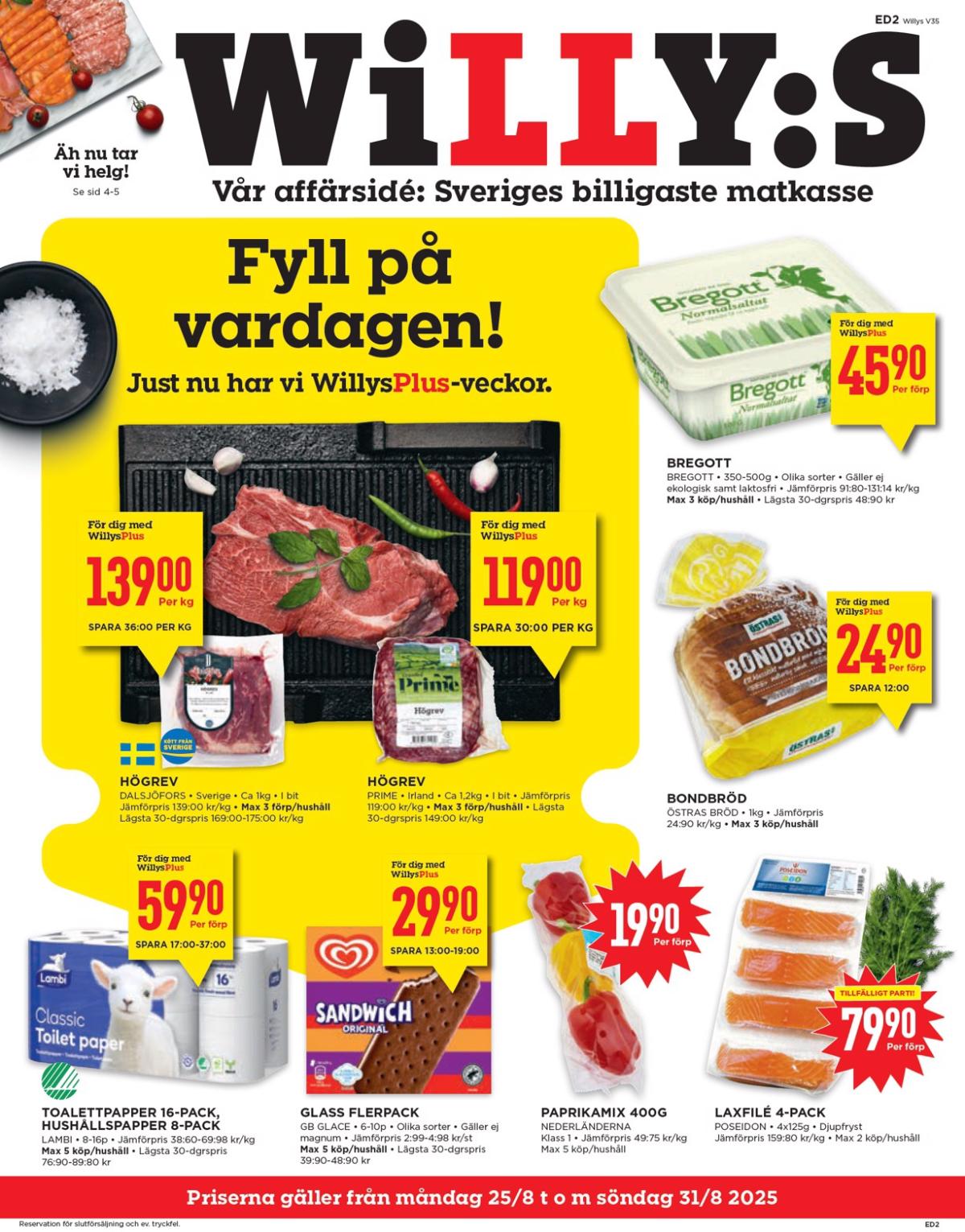 Willy's-reklambladet giltigt från 25/08 - 31/08