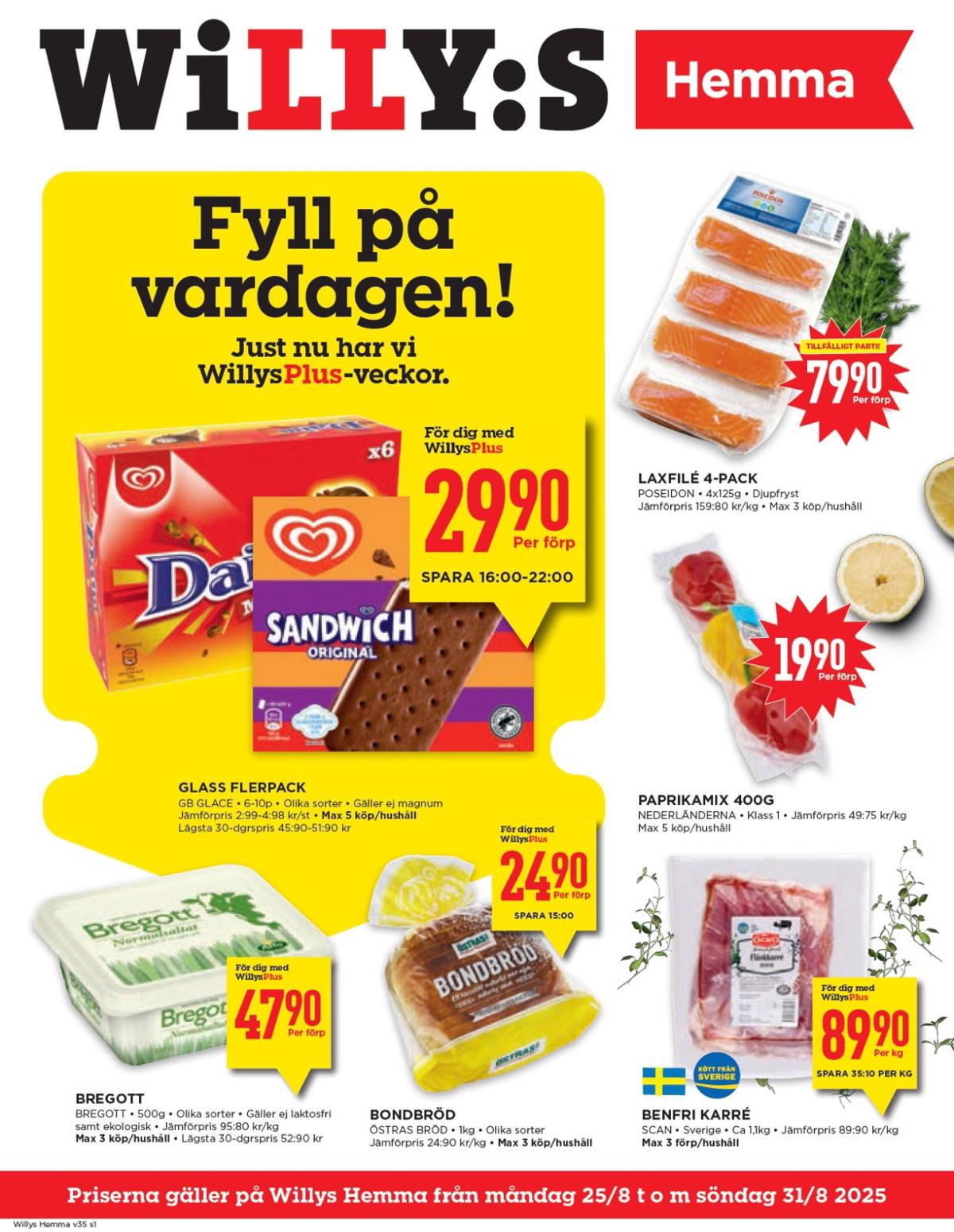 Willy's - Hemma-reklambladet giltigt från 25/08 - 31/08