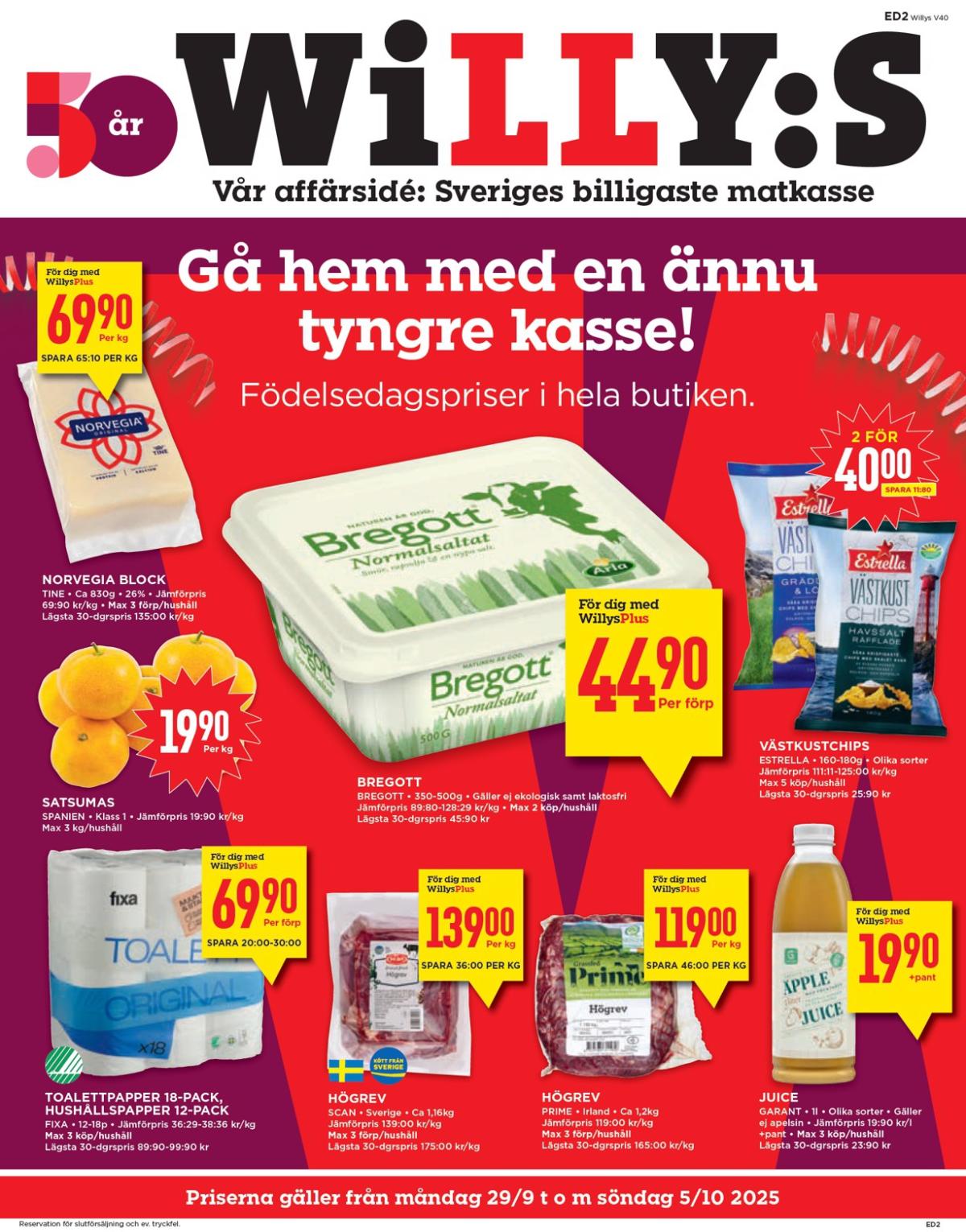 Willy's-reklambladet giltigt från 29/09 - 05/10
