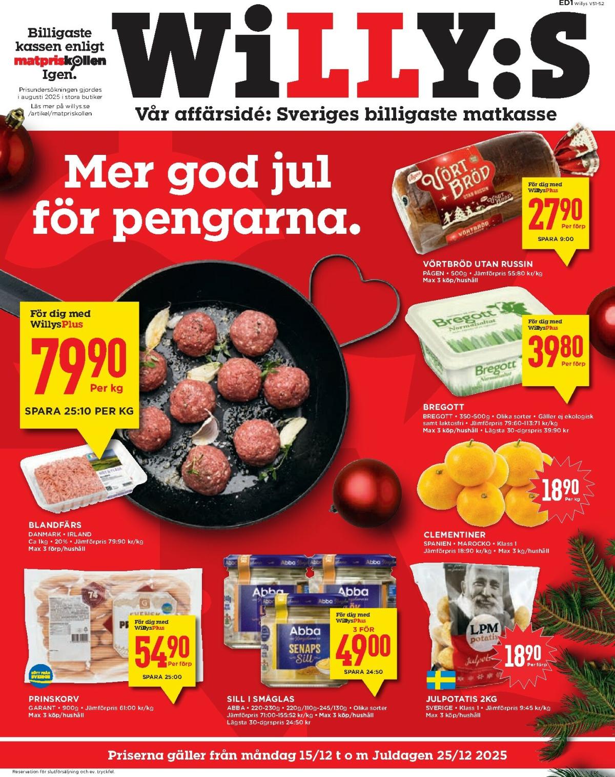 Willy's-reklambladet giltigt från 15/12 - 25/12