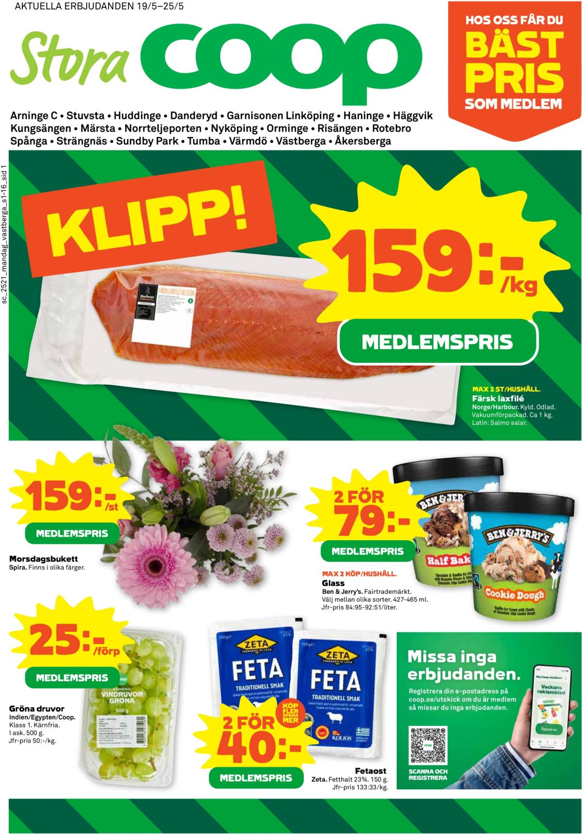 Stora Coop - Arninge, Stuvsta, Huddinge, Danderyd, Garnisonen Linköping, Haninge, Häggvik-reklambladet giltigt från 19/05 - 25/05