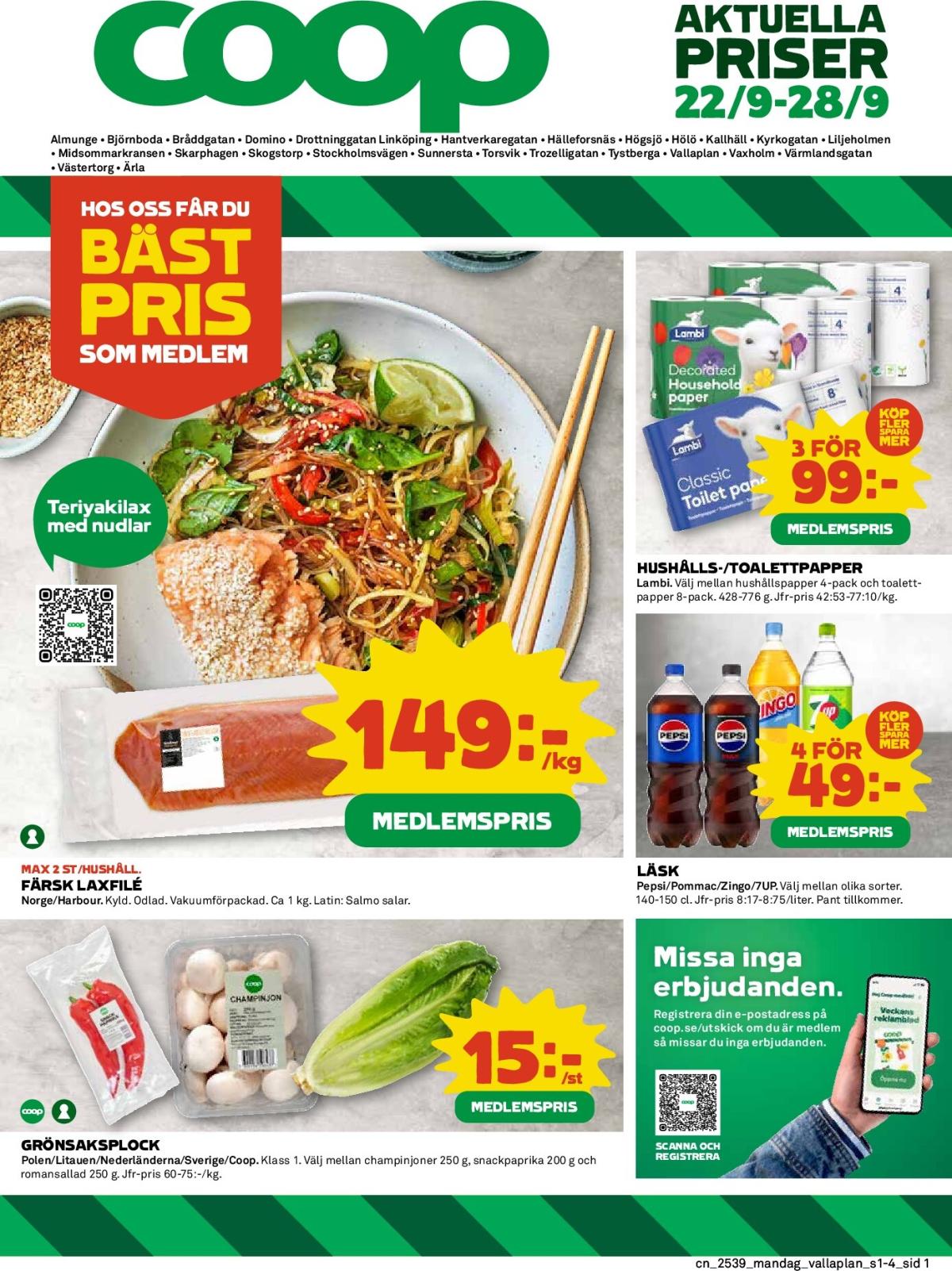 Coop-reklambladet giltigt från 22/09 - 28/09