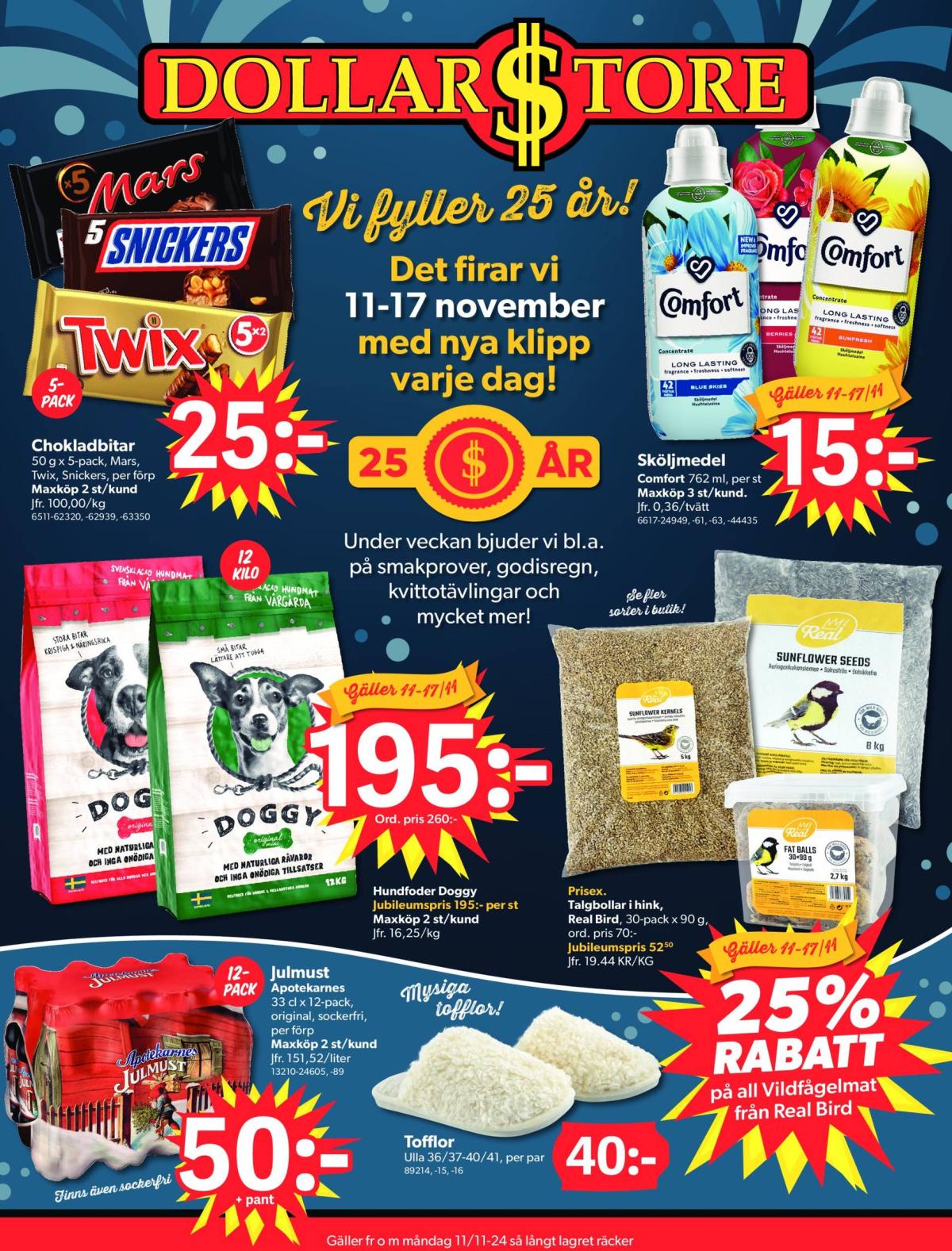 Dollar Store-reklambladet är giltigt från 11.11. - 24.11.