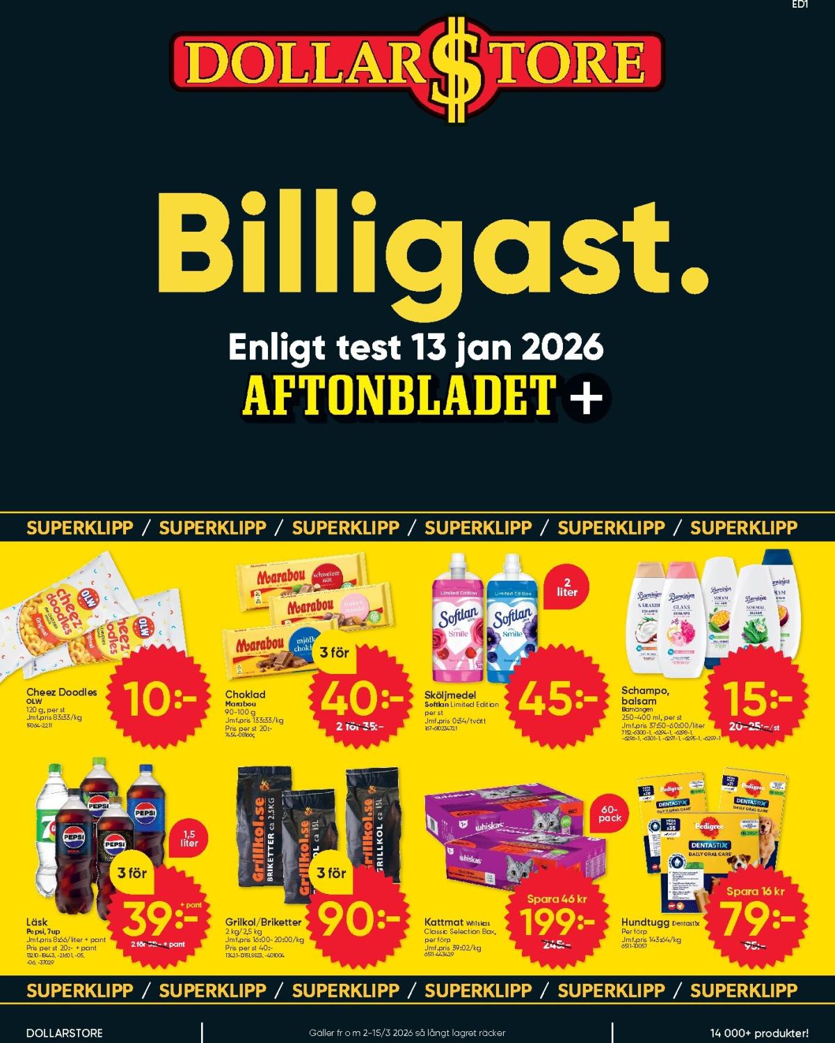 Dollar Store-reklambladet giltigt från 02/03/2026 - 15/03/2026