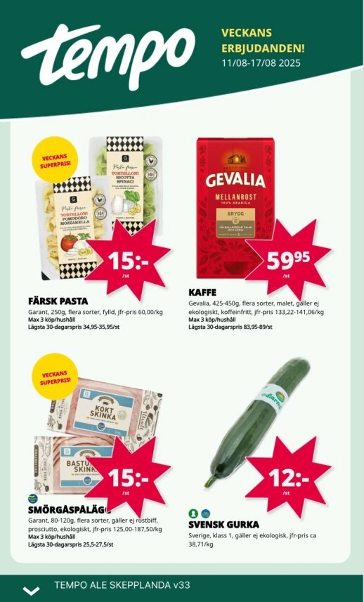 Tempo-reklambladet giltigt från 11/08 - 17/08