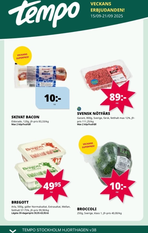Tempo-reklambladet giltigt från 15/09 - 21/09