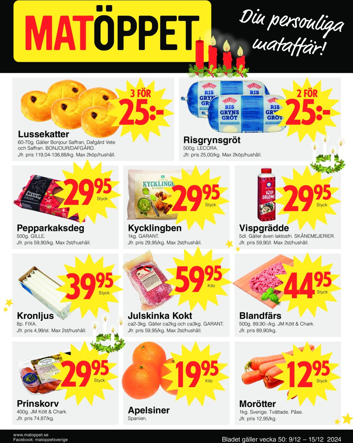 Matöppet-reklambladet giltigt från 09/12 - 15/12