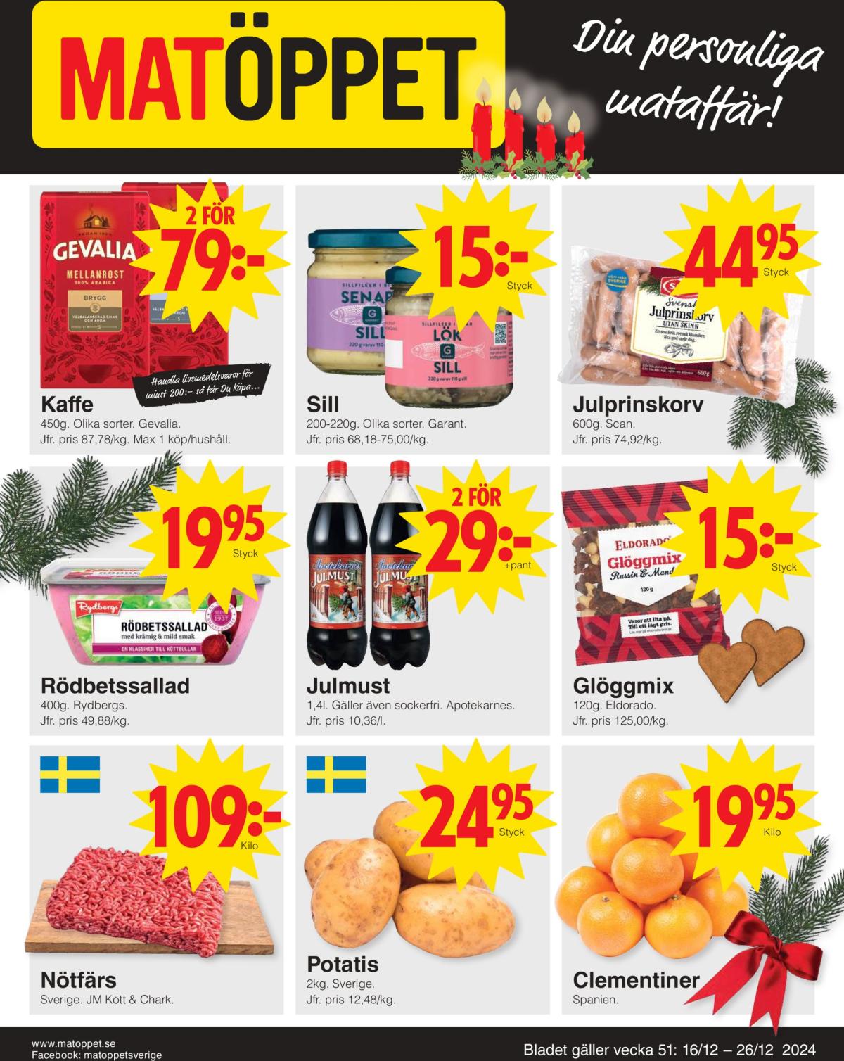 Matöppet-reklambladet giltigt från 16/12 - 26/12