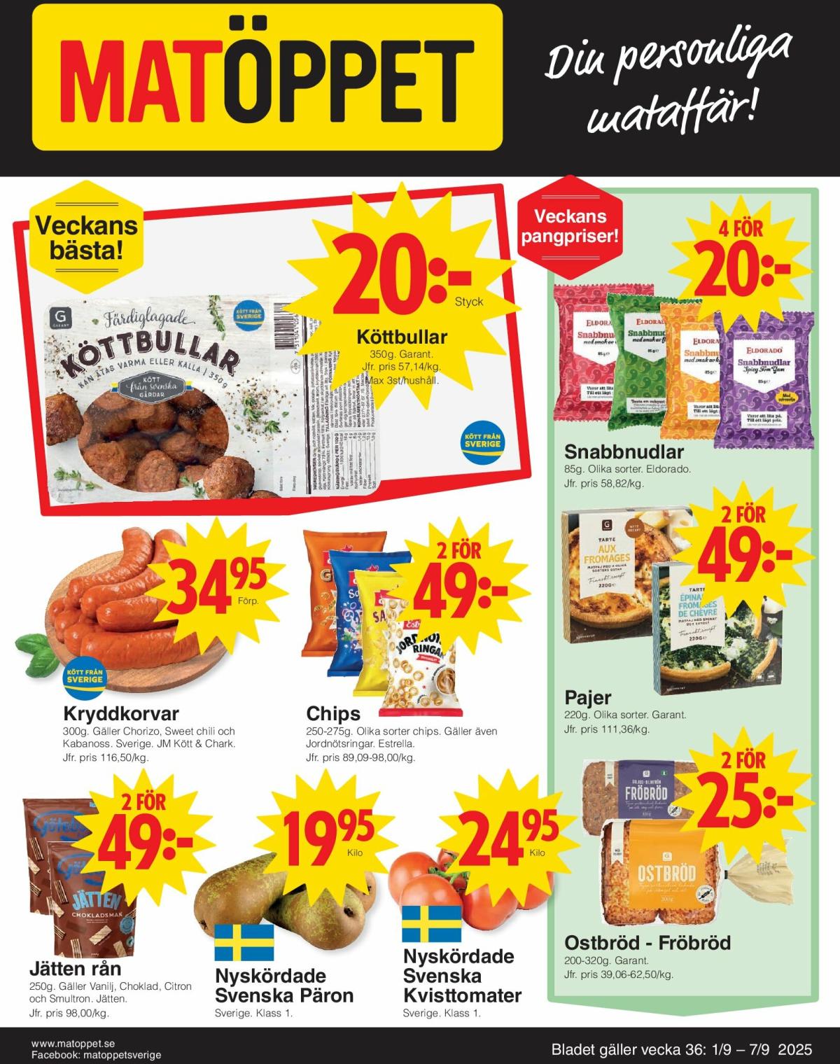 Matöppet-reklambladet giltigt från 01/09 - 07/09