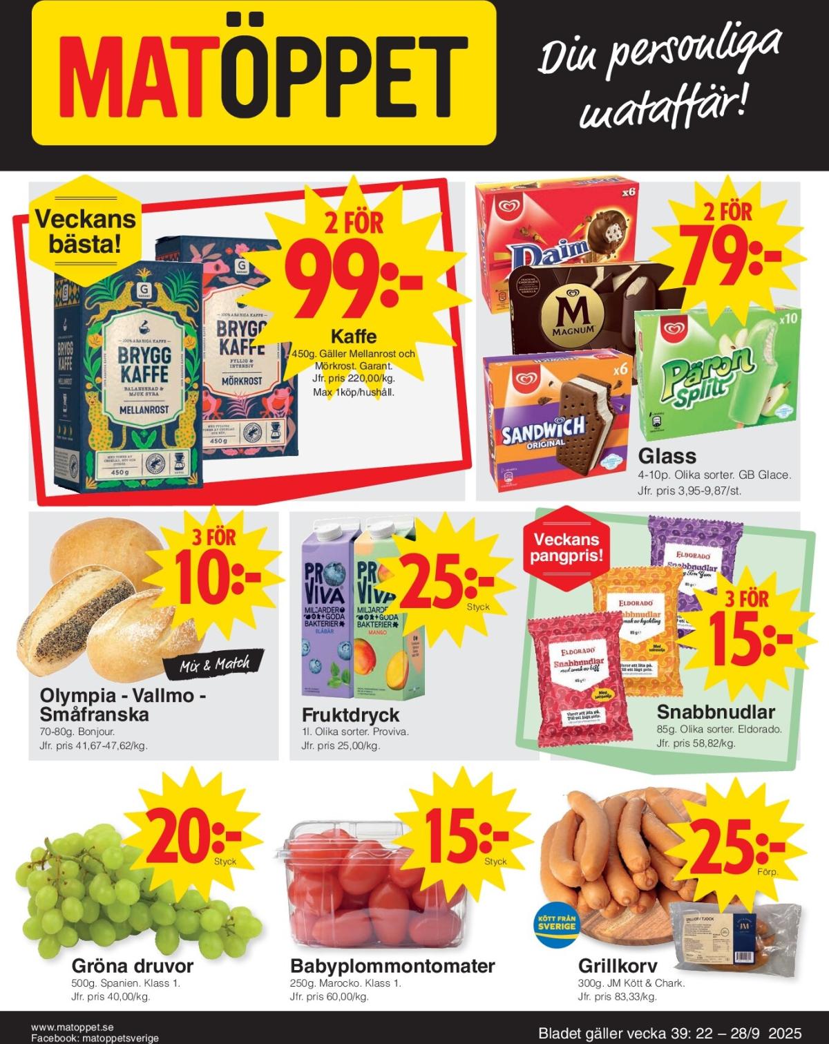 Matöppet-reklambladet giltigt från 22/09 - 28/09