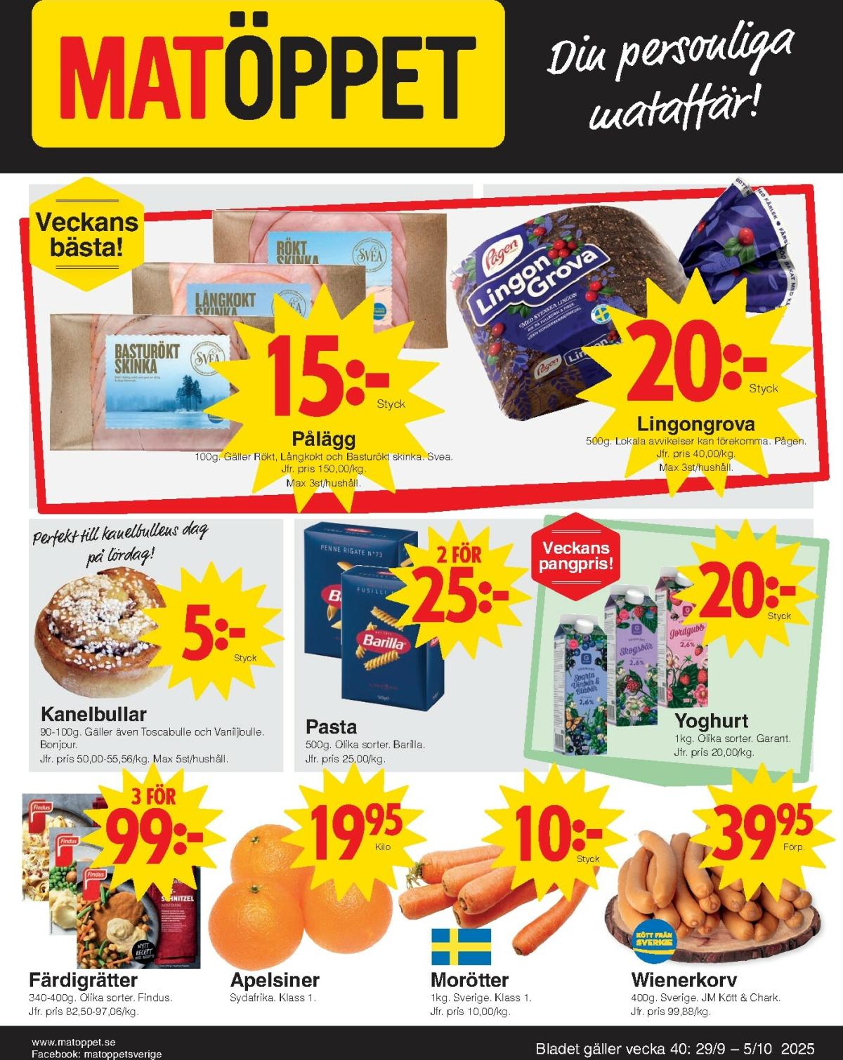 Matöppet-reklambladet giltigt från 29/09 - 05/10