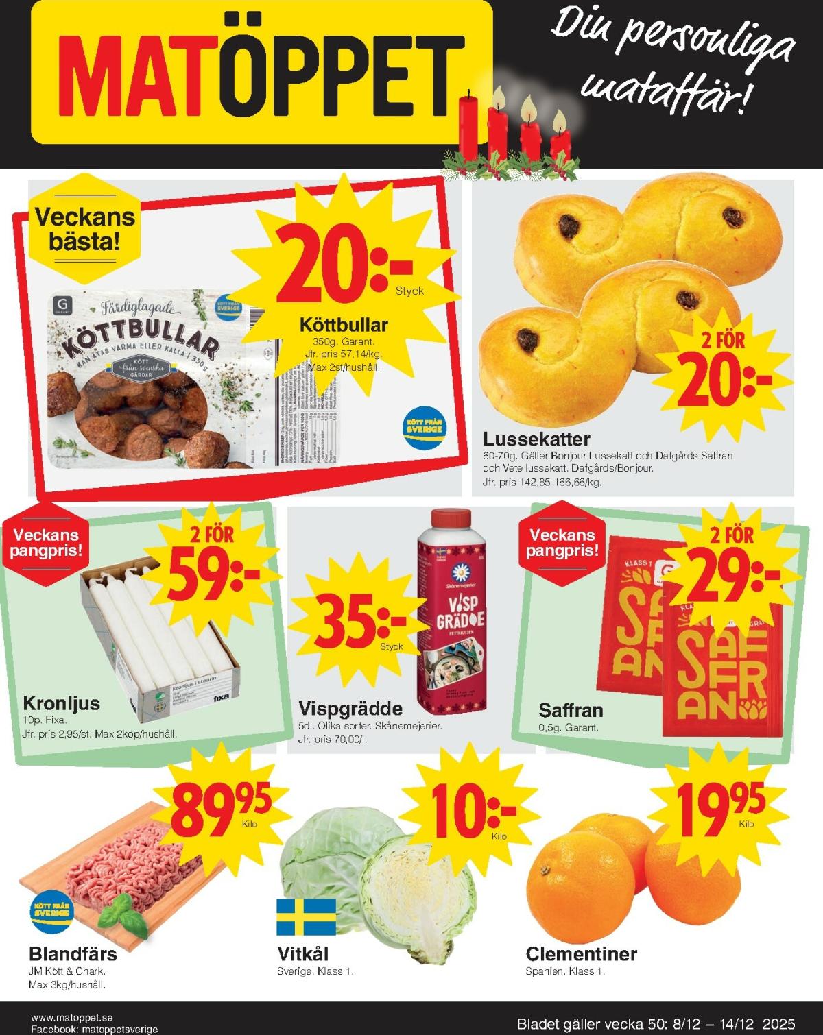 Matöppet-reklambladet giltigt från 08/12 - 14/12