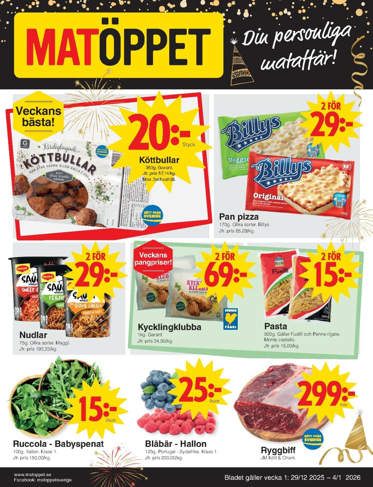 Matöppet-reklambladet giltigt från 29/12 - 04/01