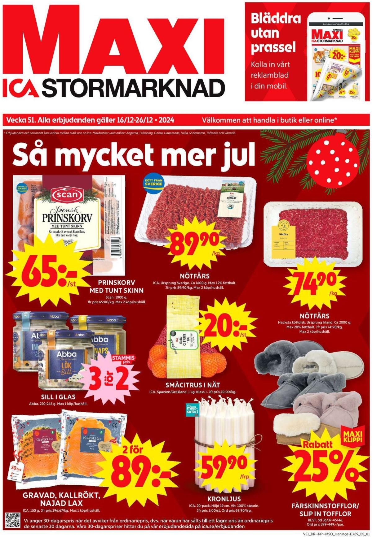 ICA Maxi-reklambladet giltigt från 16/12 - 26/12