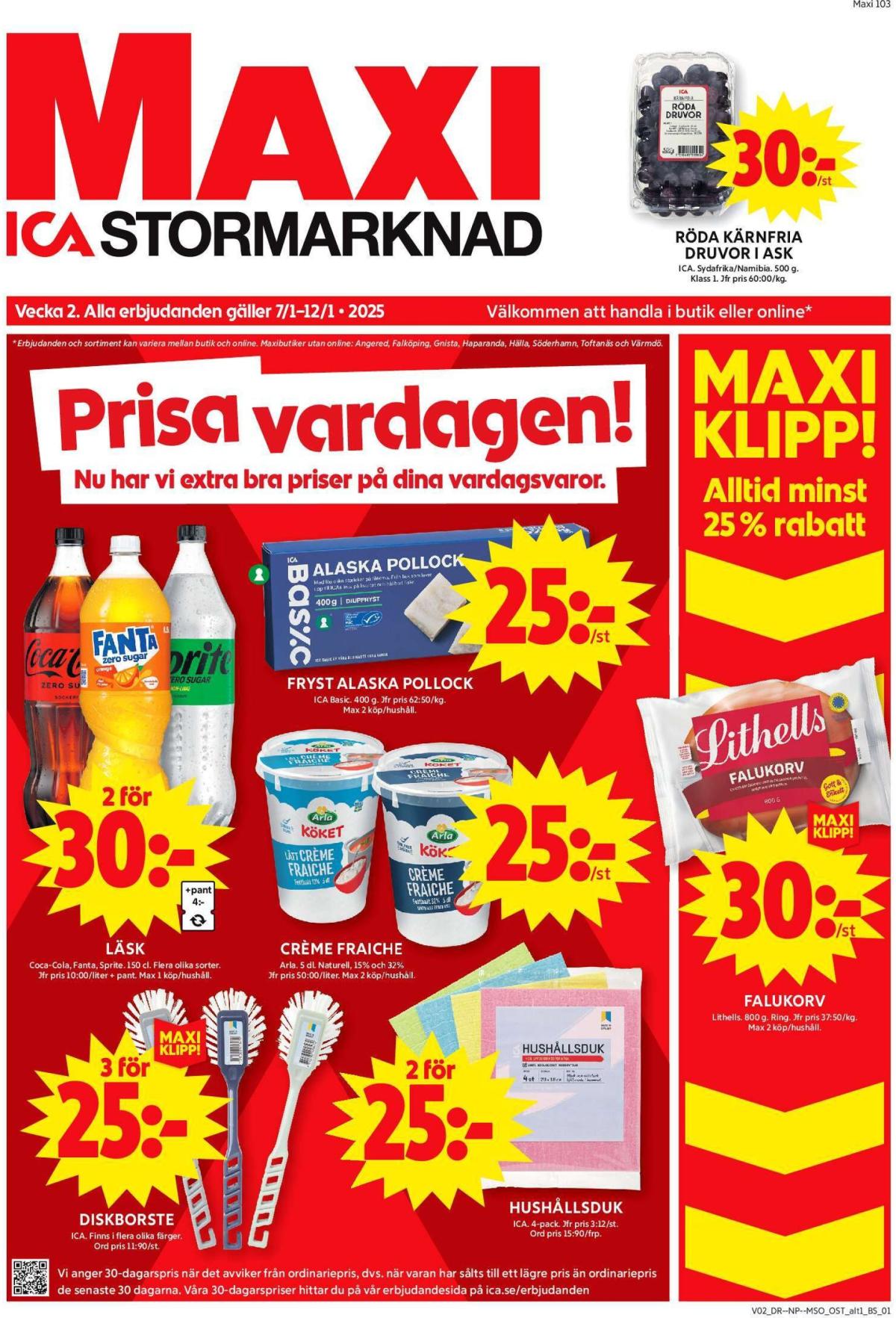 ICA Maxi-reklambladet giltigt från 07/01 - 12/01