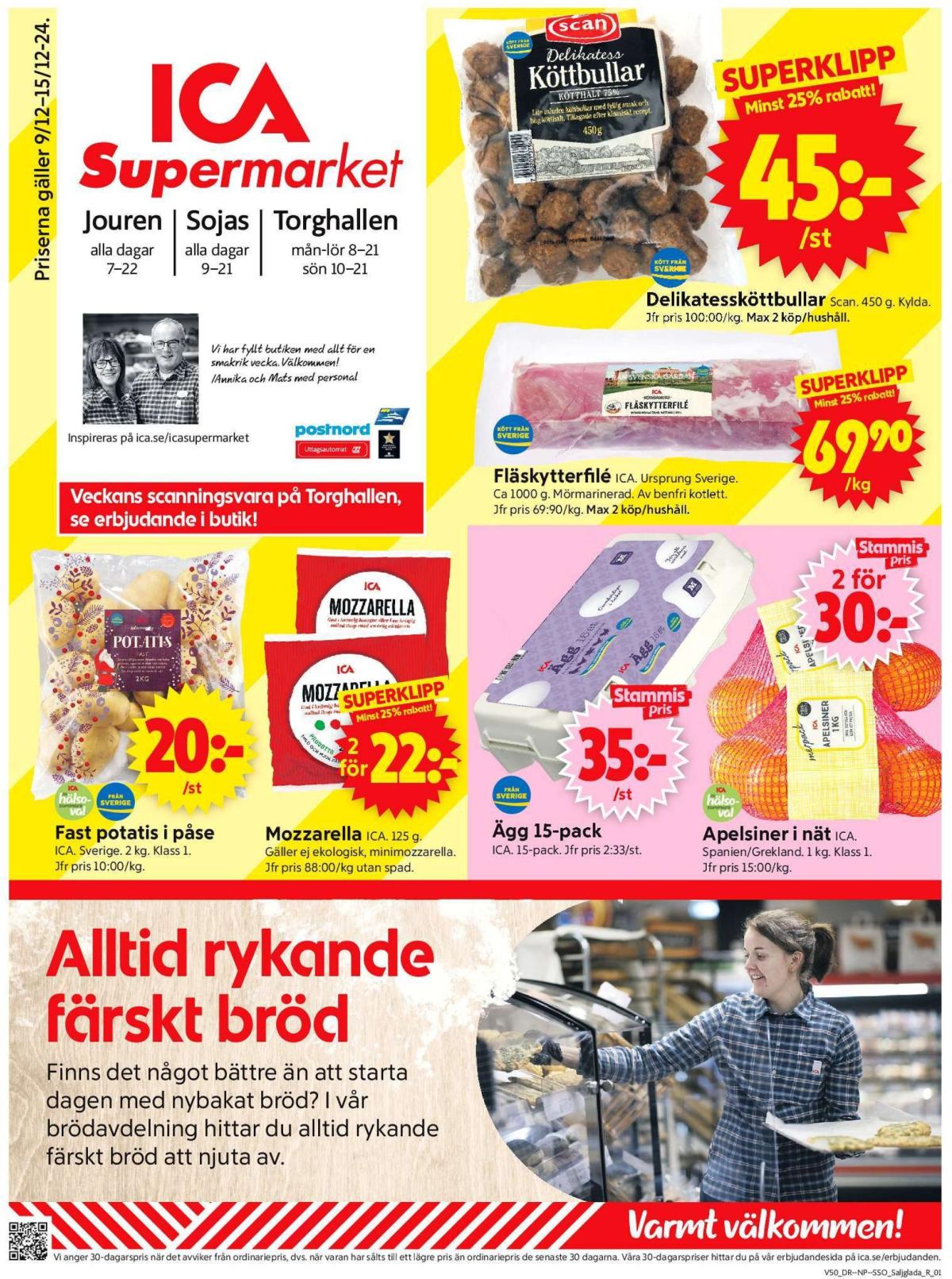 ICA Supermarket-reklambladet giltigt från 09/12 - 15/12