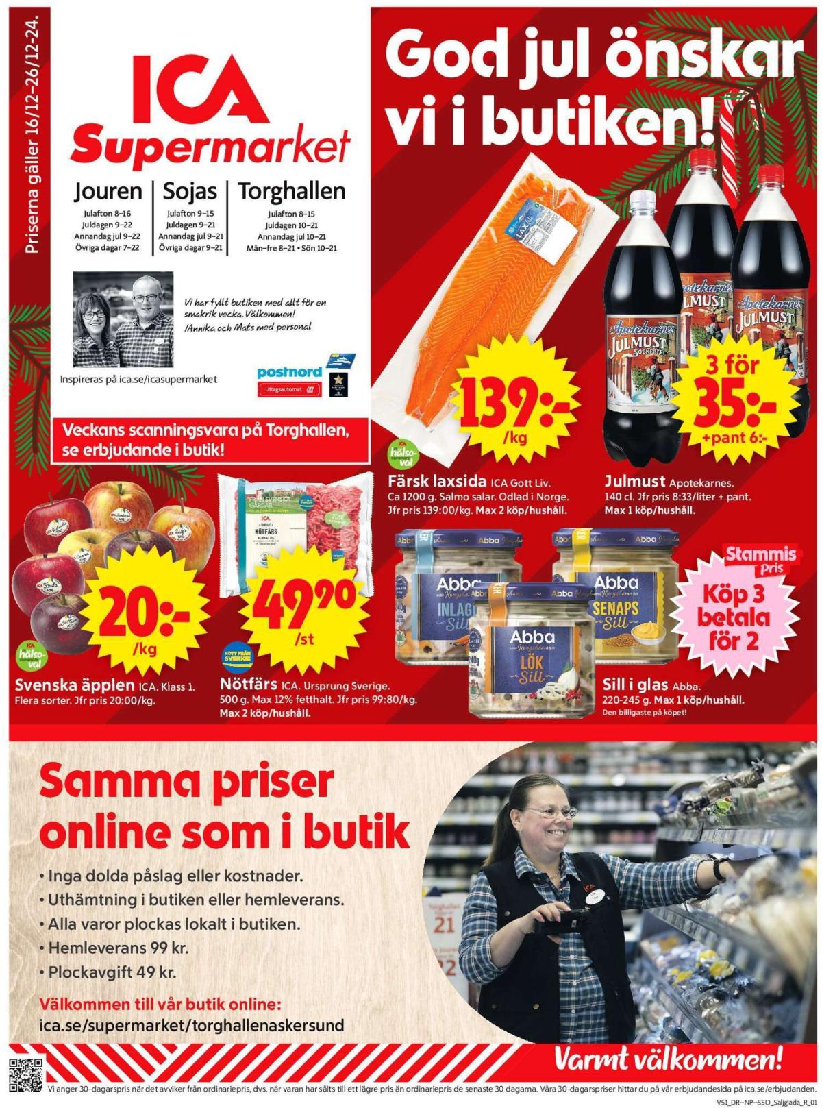 ICA Supermarket-reklambladet giltigt från 16/12 - 26/12