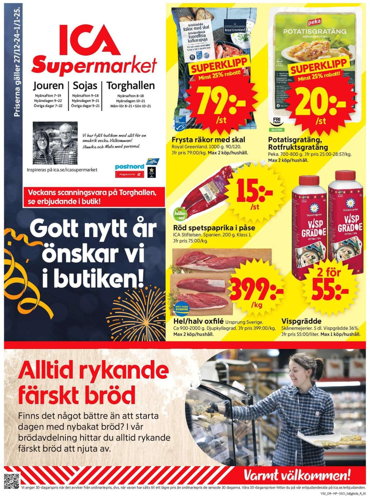 ICA Supermarket-reklambladet giltigt från 27/12 - 01/01