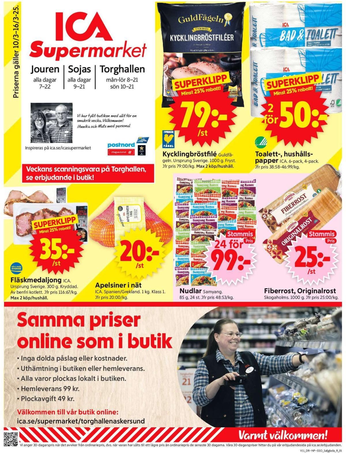 ICA Supermarket-reklambladet giltigt från 10/03 - 16/03