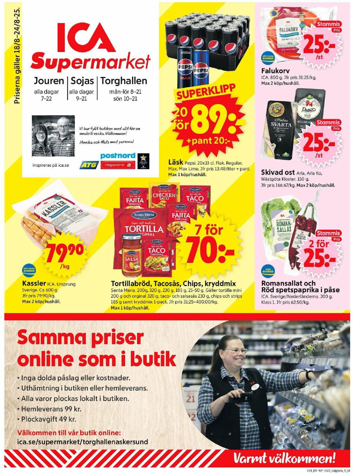 ICA Supermarket-reklambladet giltigt från 18/08 - 24/08