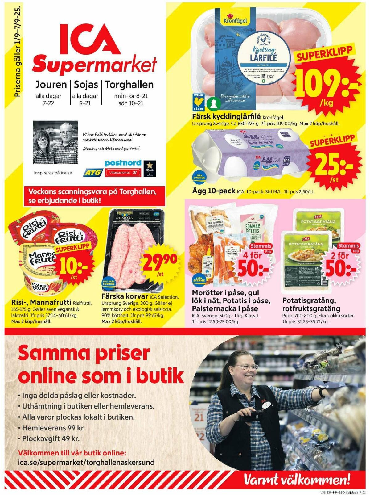 ICA Supermarket-reklambladet giltigt från 01/09 - 07/09