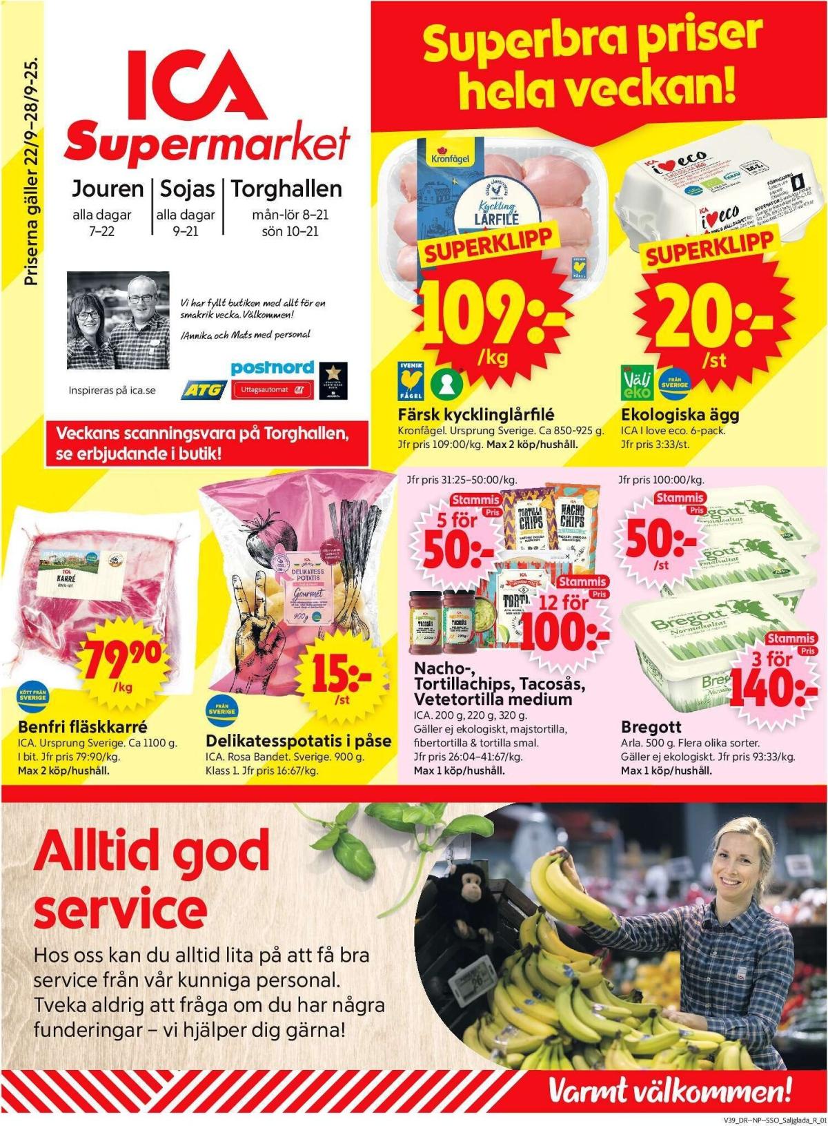ICA Supermarket-reklambladet giltigt från 22/09 - 28/09