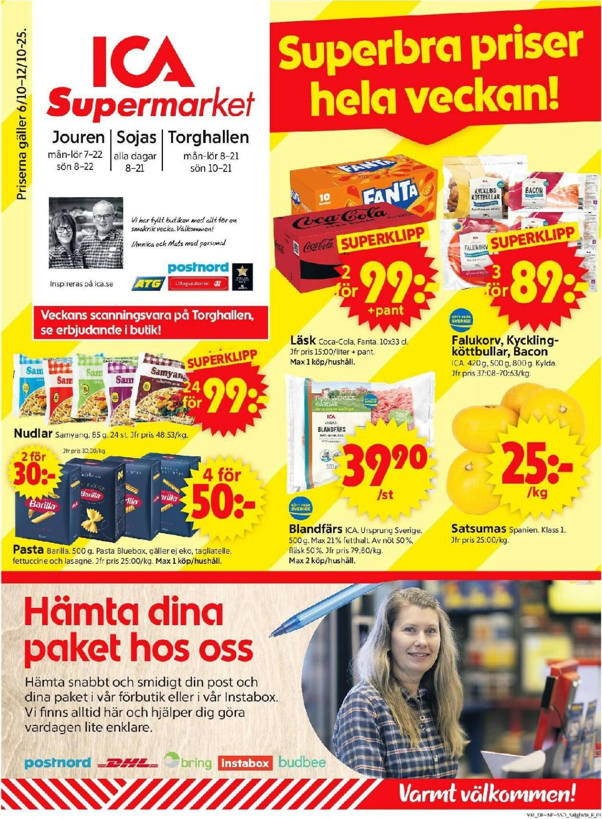 ICA Supermarket-reklambladet giltigt från 06/10 - 12/10