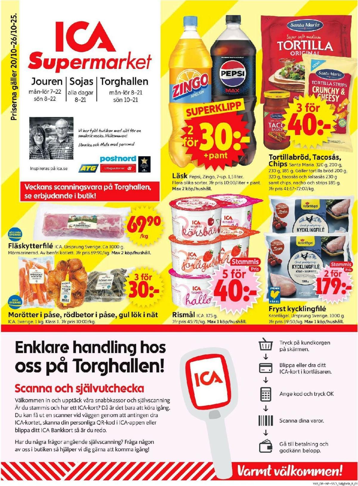 ICA Supermarket-reklambladet giltigt från 20/10 - 26/10