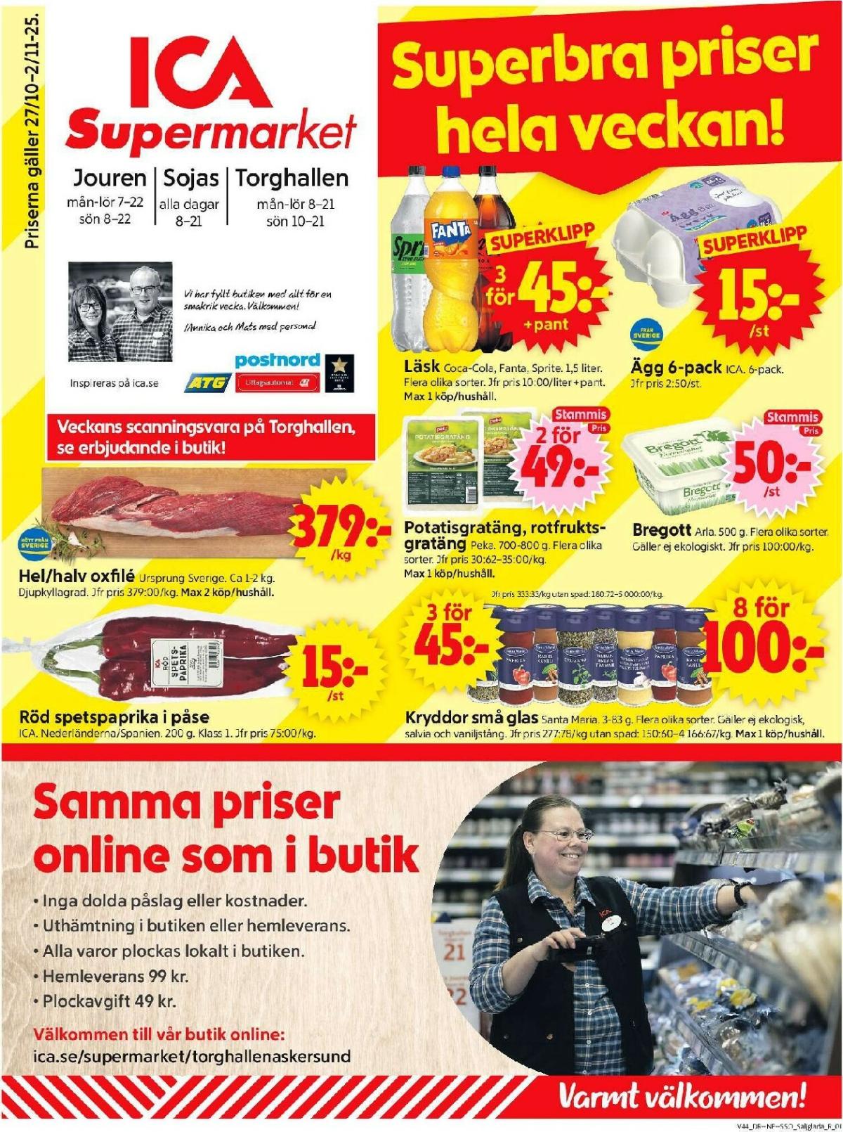 ICA Supermarket-reklambladet giltigt från 27/10 - 02/11